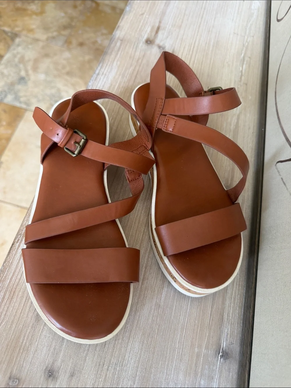 Universal Thread Tan Strappy Cork Flatform Sandals